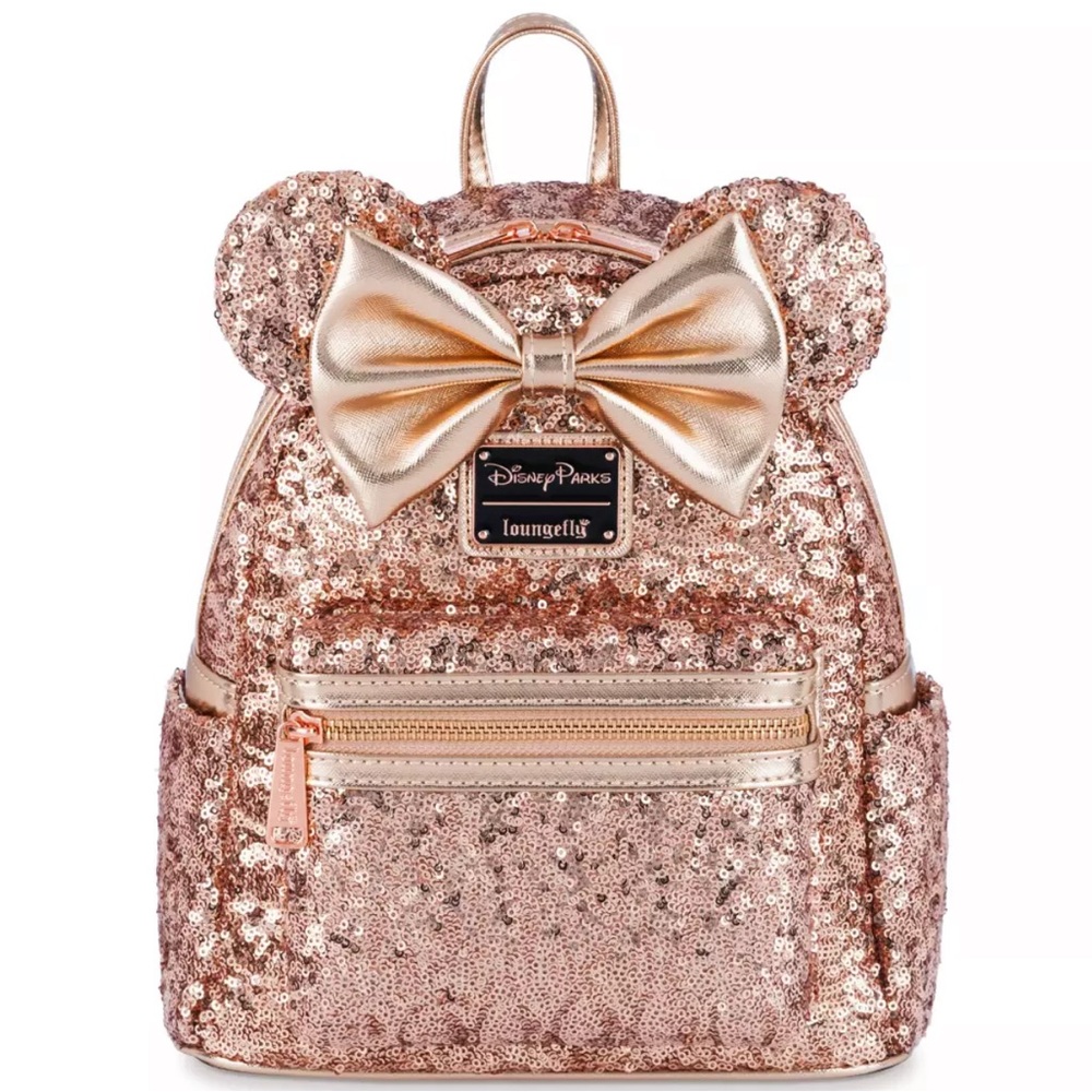 NWT Disney Parks Loungefly Rose Gold Sequins Minnie Backpack